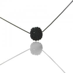 Collana maglia veneziana cm 50 in argento 925 rodiato con sfera nera mm 10x11 con strass
