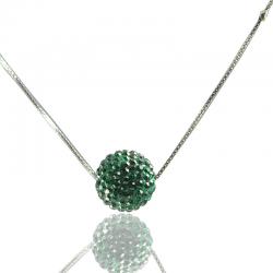 Collana maglia veneziana cm 50 in argento 925 rodiato con sfera nera mm 10x11 con strass