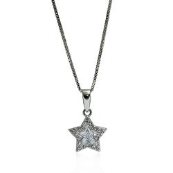 Orecchini a stella mm 12x12 in argento 925 rodiato con zirconi bianchi