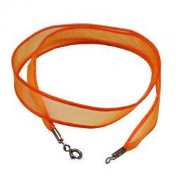 Collarino girocollo in raso arancione cm 45 con chiusura in argento 925 rodiato