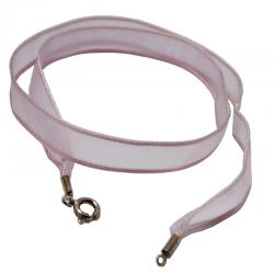 Collarino girocollo in raso rosa pallido cm 45 con chiusura in argento 925 rodiato
