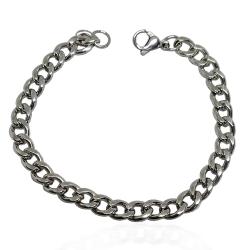 Completo collana con bracciale ed anello a catena grumetta mm 6 in acciaio lucido