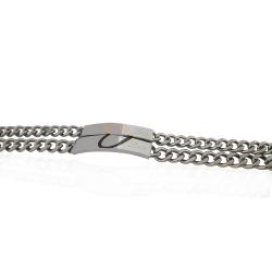 Coppia bracciali per lei per lui real love a maglia grumetta con targa con cuore
