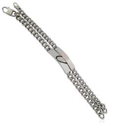 Coppia bracciali per lei per lui real love a maglia grumetta con targa con cuore