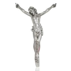 Cristo crocifisso scultura da muro cm 37 in resina e argento