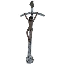 Cristo crocifisso scultura da tavolo cm 30 in resina e argento
