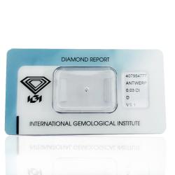 Diamante Naturale blisterato ct. 0,03 D color VS1 International Gemological Institute