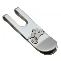 Fermasoldi in acciaio lucido con simbolo motocicletta -Personalizzabile-