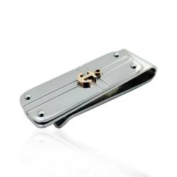 Fermasoldi mm 45x15 in acciaio lucido con ancora centrale ramata- personalizzabile -