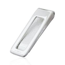 Fermasoldi liscio mm 52x15 con inserto satinato in argento massiccio titolo 925 da personalizzare