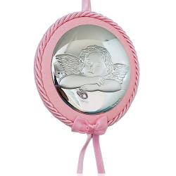 Capoculla medaglione rosa tondo cm 10 Angelo Puttino laminato argento