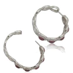 Orecchini a cerchio mm 38 in argento 925 rodiato con zirconi bianchi e pietre dure viola