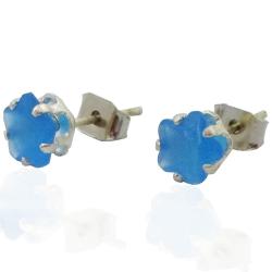 Orecchini a lobo per bambina stella colorata mm 6x6 acciaio anallergico