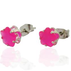 Orecchini a lobo per bambina stella colorata mm 6x6 acciaio anallergico