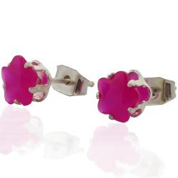 Orecchini a lobo per bambina stella colorata mm 6x6 acciaio anallergico