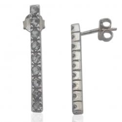 Orecchini fiammifero mm 29 in argento 925 con zirconi azzurri