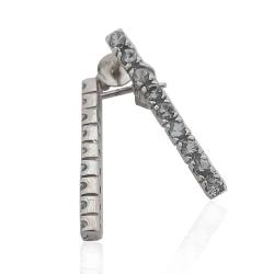 Orecchini fiammifero mm 29 in argento 925 con zirconi azzurri