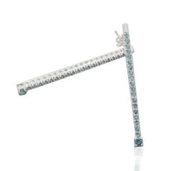 Orecchini fiammifero mm 61 in argento 925 con zirconi azzurri