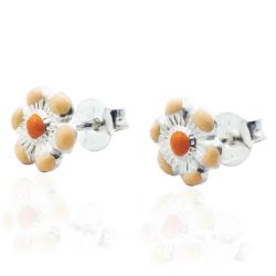 Orecchini lobo per bambina margherita mm 7 in argento 925 e smalti