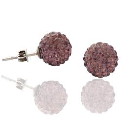 Orecchini sfera mm 10 con strass swarovski lilac t e argento 925