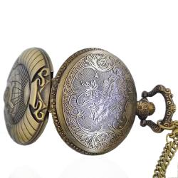 Orologio da tasca vintage mm 46 in lega di bronzo con falce e martello e con catena