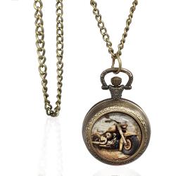 Orologio vintage moto mm 35 in lega di bronzo con catena