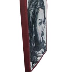 Pannello sacro volto di cristo cm 40x23 tempera acrilica su legno fatto a mano