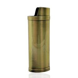 Porta accendino cm 8 in acciaio color bronzo a motivo floreale - personalizzabile -
