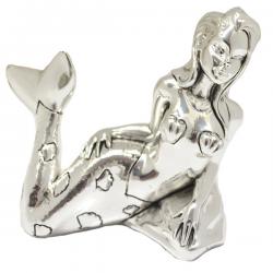 Statua sirena con conchiglia in argento galvanico cm 8x7,5