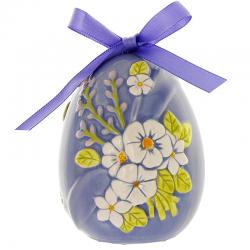 Uovo in porcellana viola cm 10x8 decorato