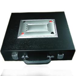 Valigia porta carte fiches e dadi in legno nero con borchia in argento 925