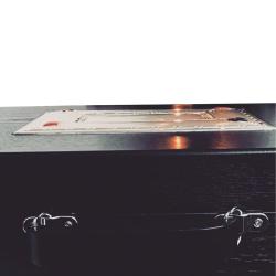 Valigia porta carte fiches e dadi in legno nero con borchia in argento 925
