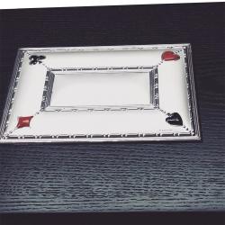 Valigia porta carte fiches e dadi in legno nero con borchia in argento 925