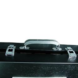 Valigia porta carte fiches e dadi in legno nero con borchia in argento 925