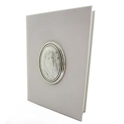 Vangelo bianco similpelle 11x8 maternità con lamina in argento 