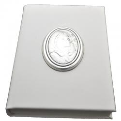 Vangelo bianco similpelle 11x8 maternità laminato argento 
